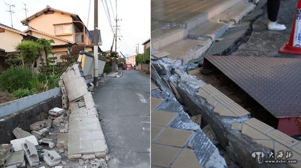 日本6.5级地震震中益城町受损严重