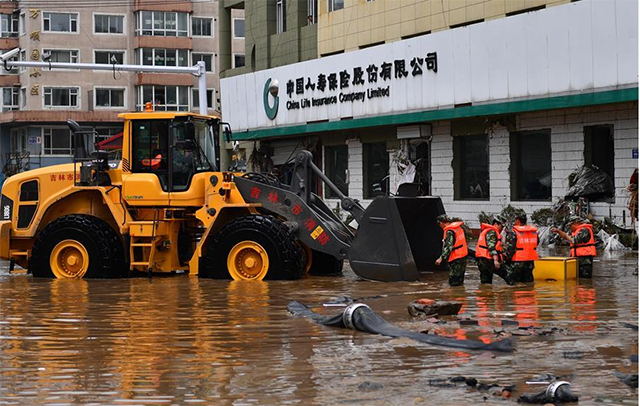 强降雨致吉林永吉县城内涝